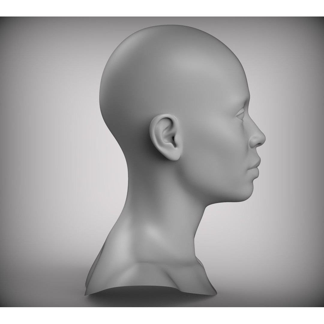 Realistic Female Asian American Head 3D Model – Low Poly Rigged Character - View 6