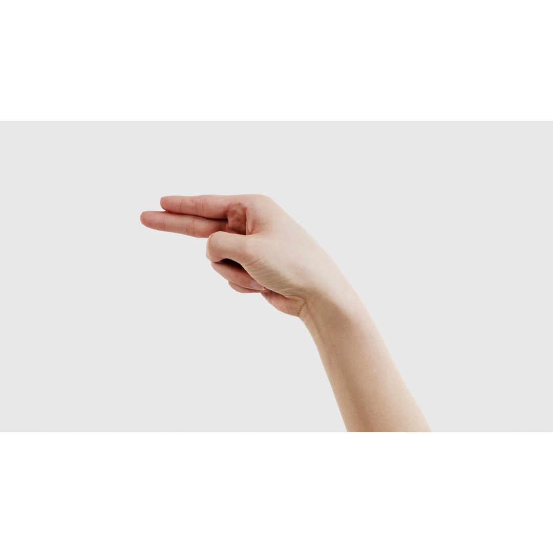 Finger Alphabet H 3D Model – Low Poly Hand Gesture, FBX, Blender
