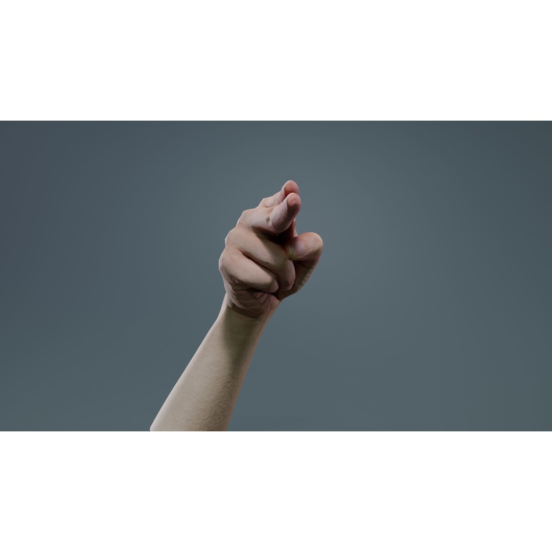 Finger Alphabet H 3D Model – Low Poly Hand Gesture, FBX, Blender - View 10