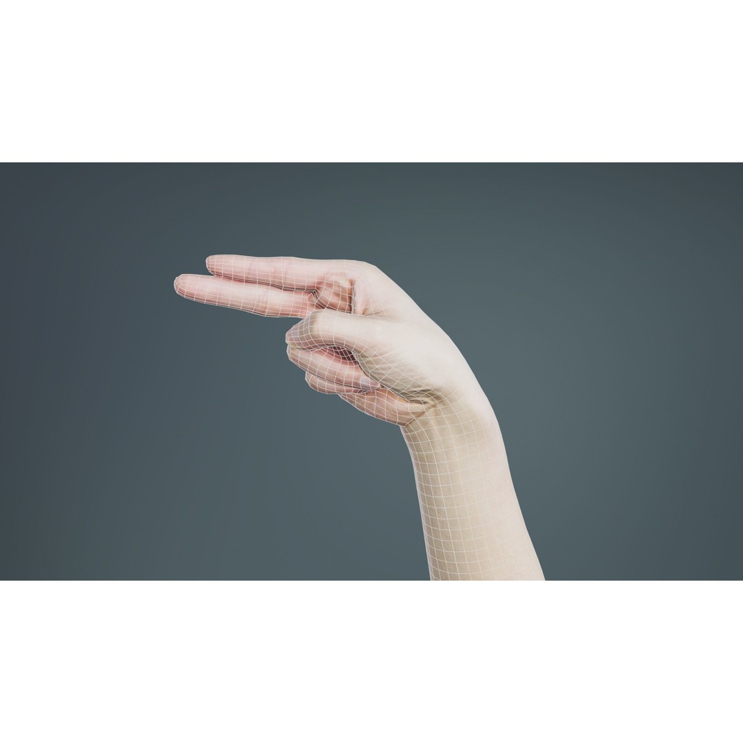 Finger Alphabet H 3D Model – Low Poly Hand Gesture, FBX, Blender - View 11