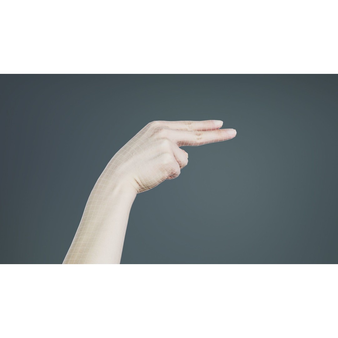 Finger Alphabet H 3D Model – Low Poly Hand Gesture, FBX, Blender - View 12