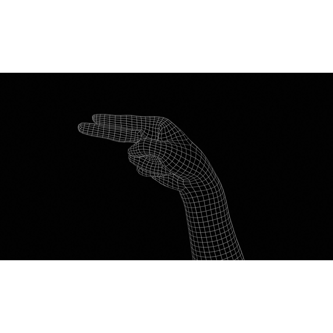 Finger Alphabet H 3D Model – Low Poly Hand Gesture, FBX, Blender - View 13