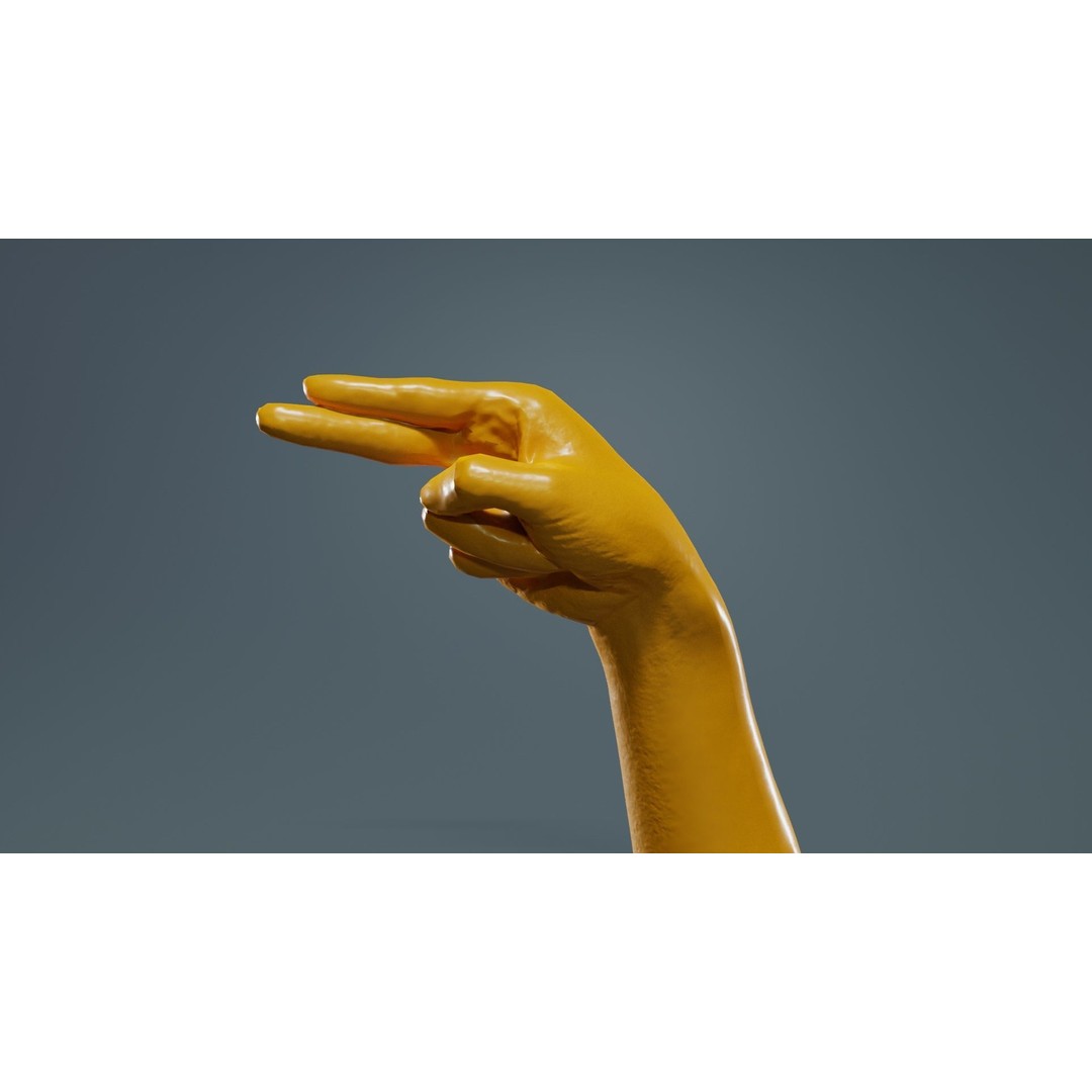 Finger Alphabet H 3D Model – Low Poly Hand Gesture, FBX, Blender - View 14