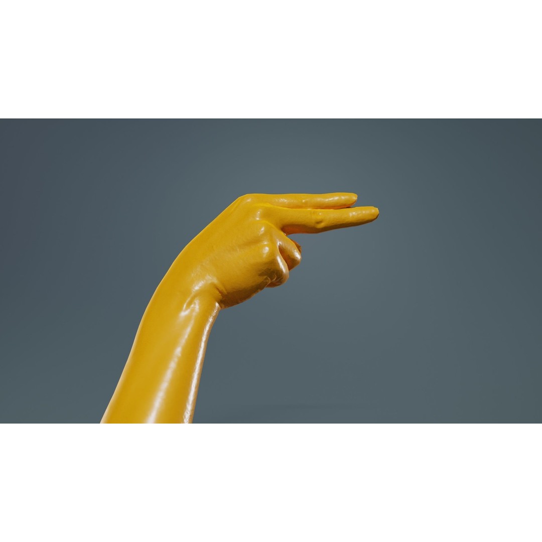 Finger Alphabet H 3D Model – Low Poly Hand Gesture, FBX, Blender - View 15