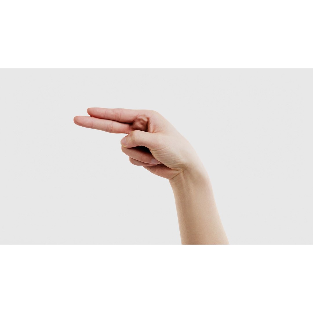 Finger Alphabet H 3D Model – Low Poly Hand Gesture, FBX, Blender - View 17