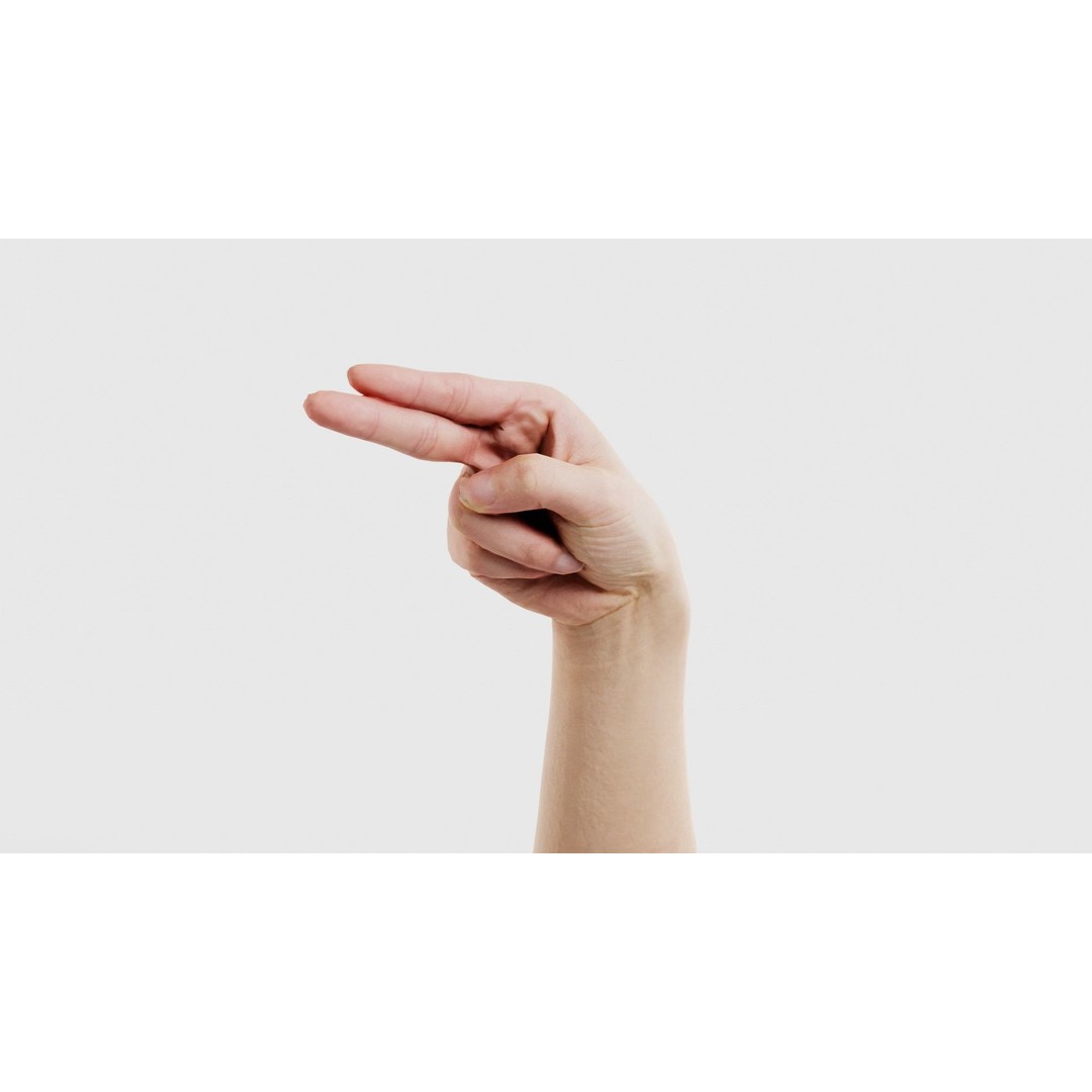 Finger Alphabet H 3D Model – Low Poly Hand Gesture, FBX, Blender - View 18
