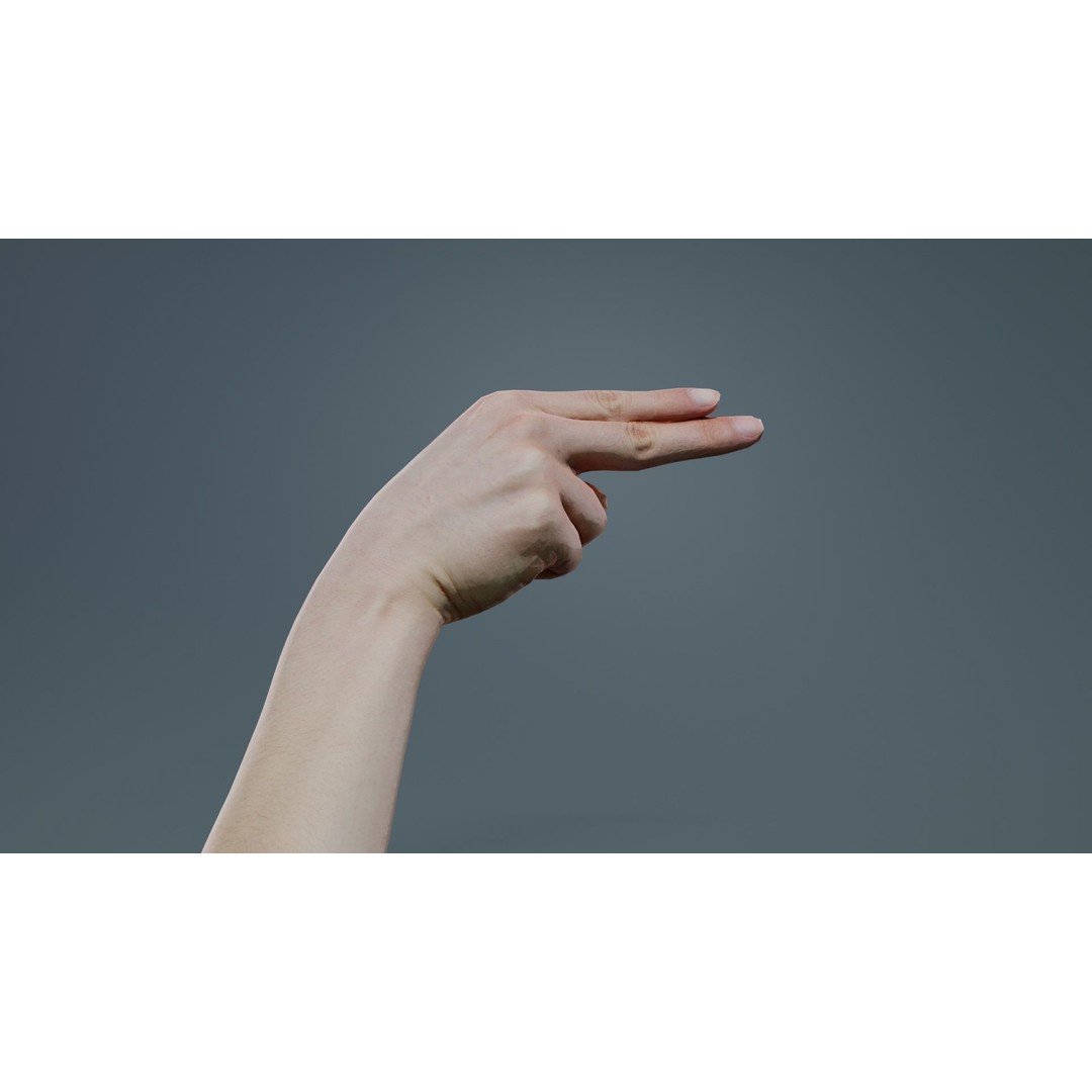 Finger Alphabet H 3D Model – Low Poly Hand Gesture, FBX, Blender - View 5