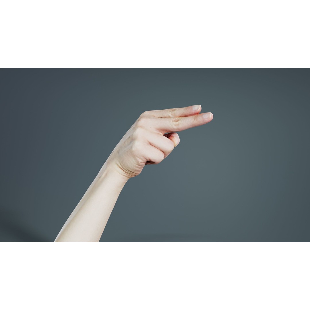 Finger Alphabet H 3D Model – Low Poly Hand Gesture, FBX, Blender - View 7