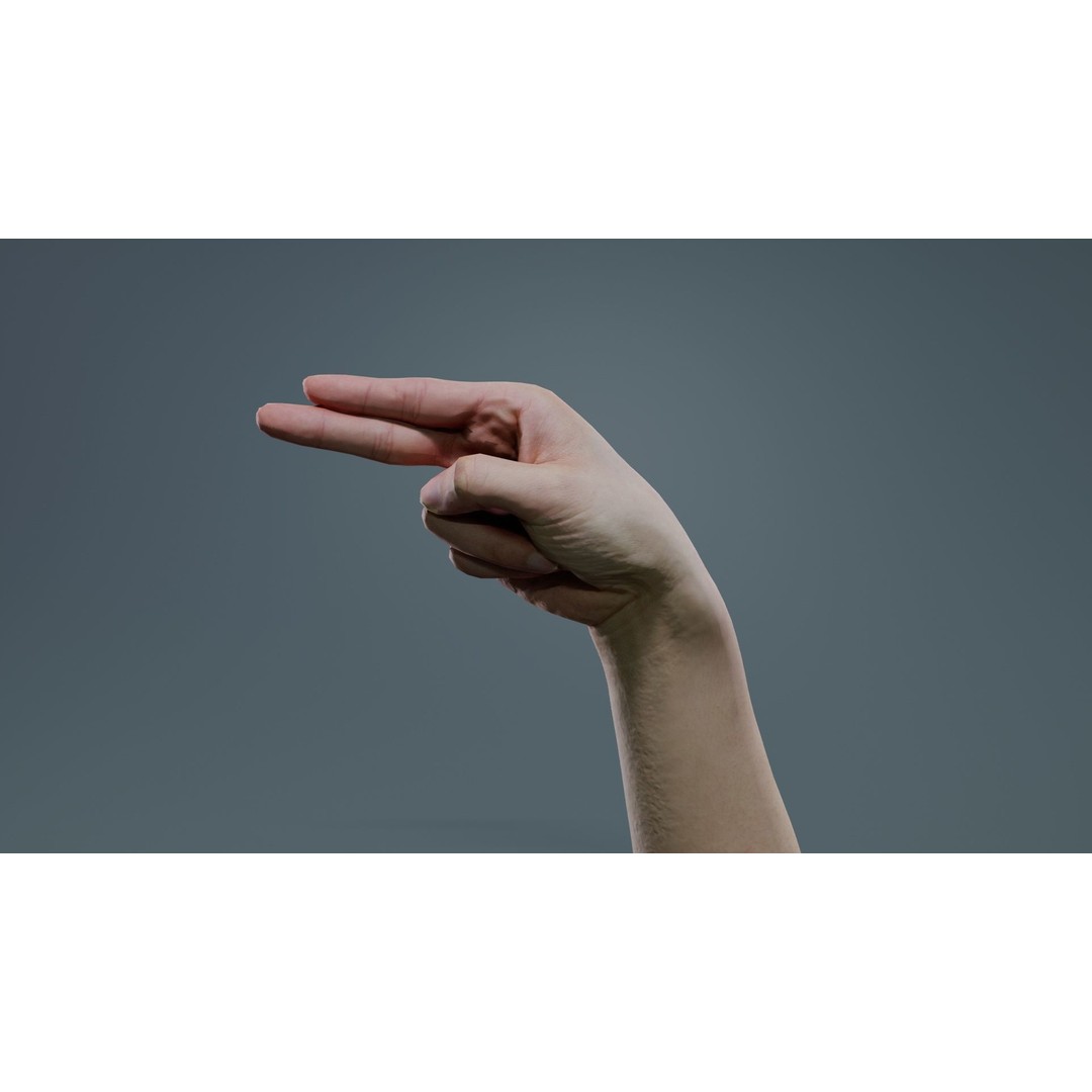 Finger Alphabet H 3D Model – Low Poly Hand Gesture, FBX, Blender - View 8