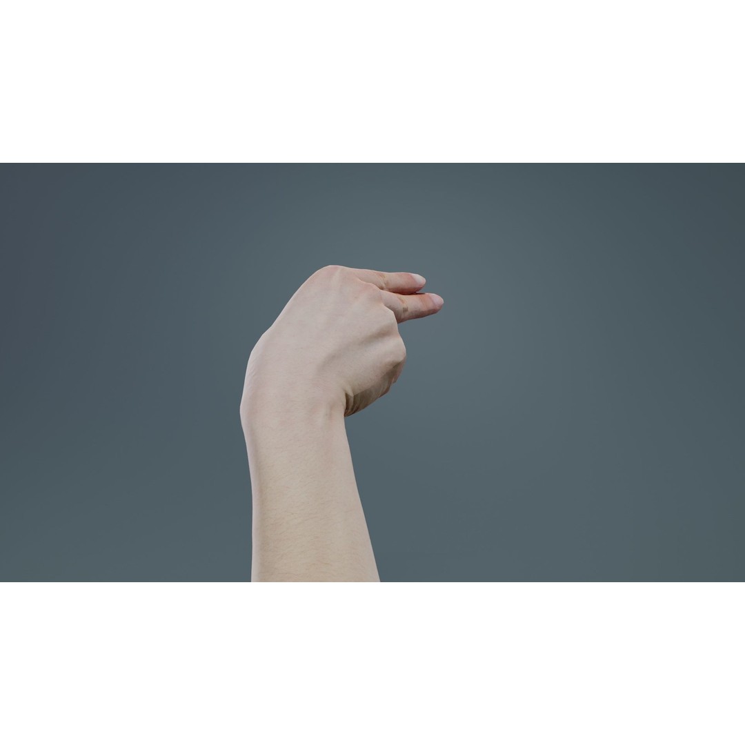 Finger Alphabet H 3D Model – Low Poly Hand Gesture, FBX, Blender - View 9