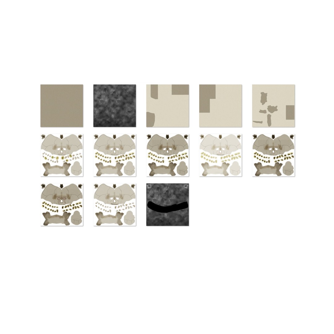 Skull Pile 3D Model – Low Poly Horror Asset Pack, OBJ, Game Ready - View 15