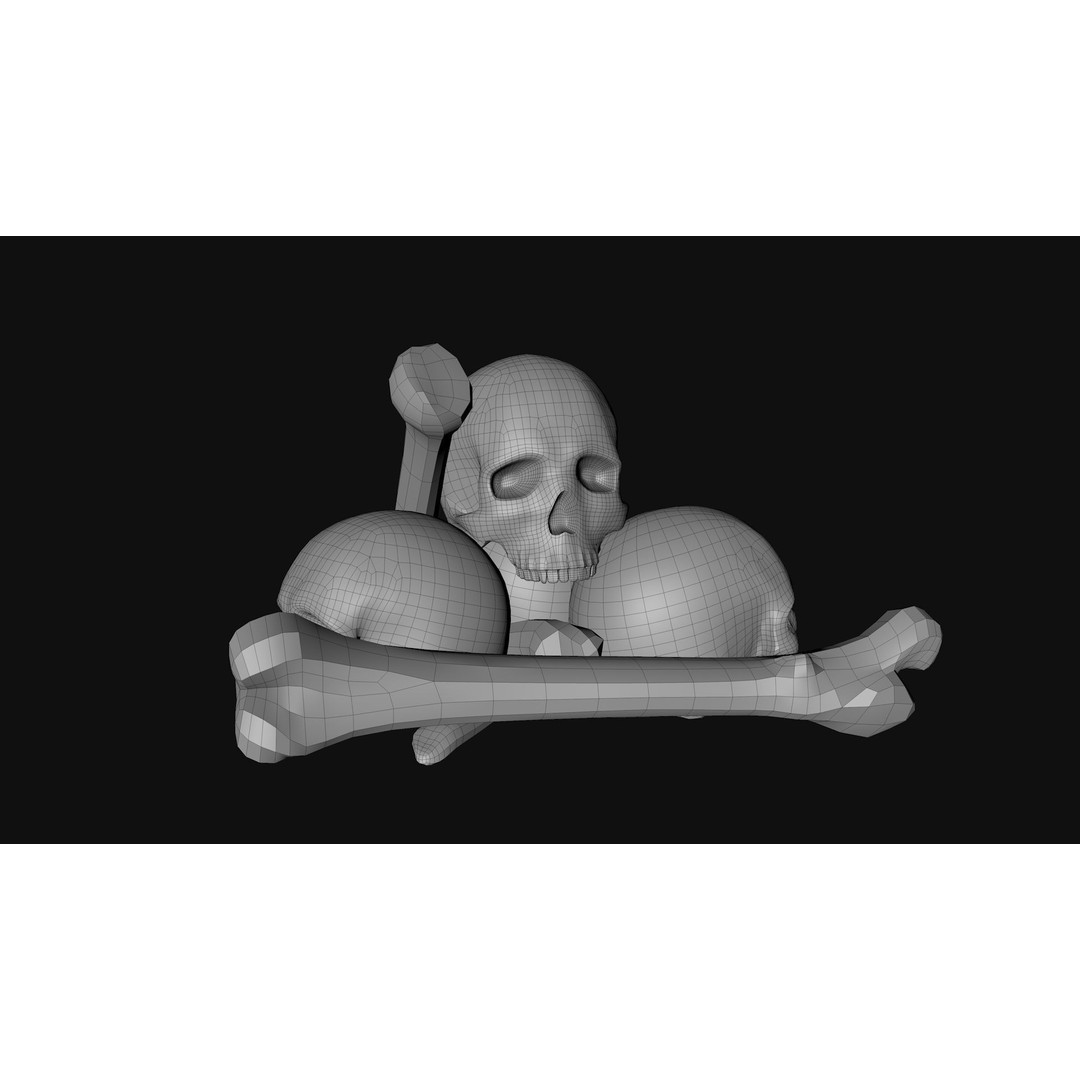Skull Pile 3D Model – Low Poly Horror Asset Pack, OBJ, Game Ready - View 16