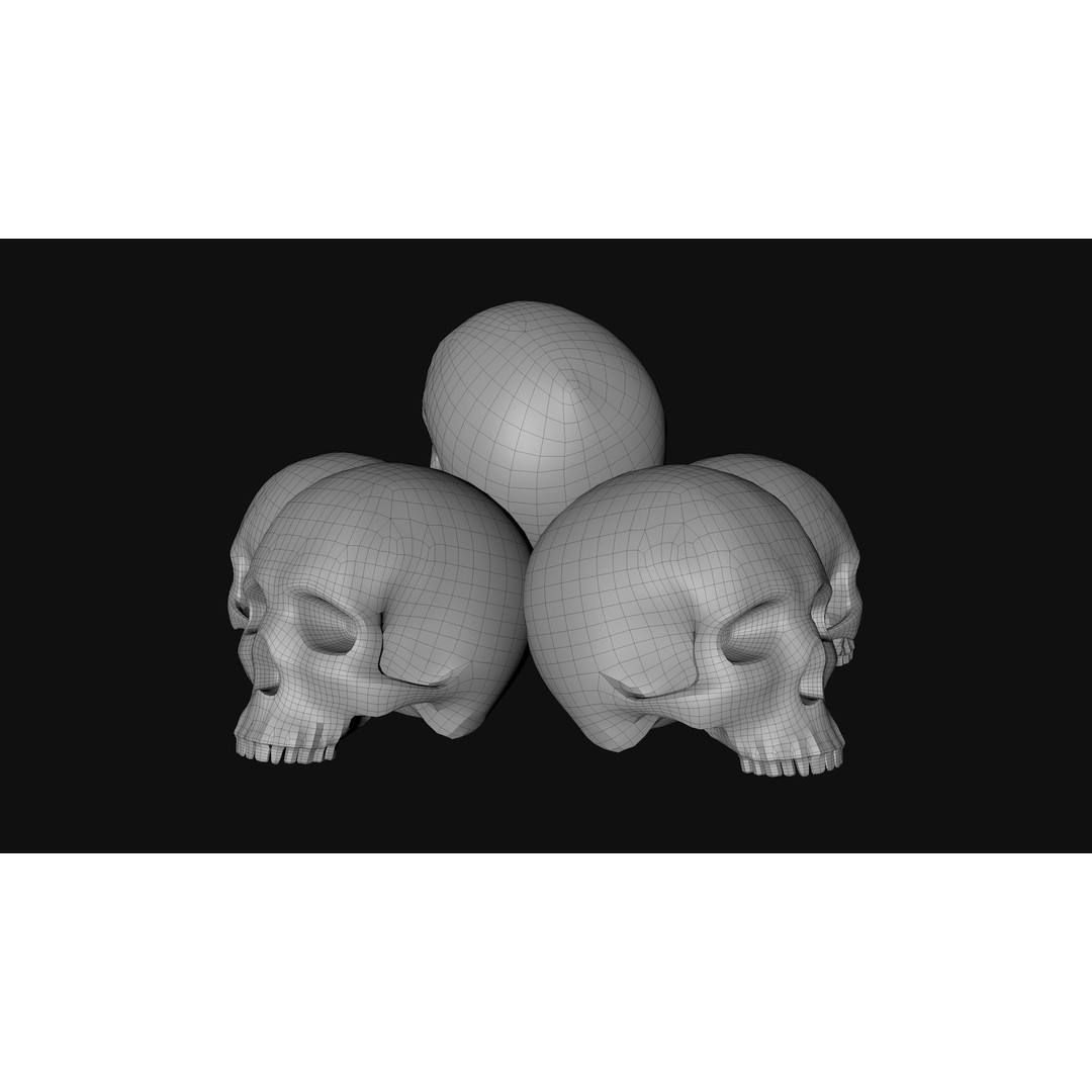 Skull Pile 3D Model – Low Poly Horror Asset Pack, OBJ, Game Ready - View 20