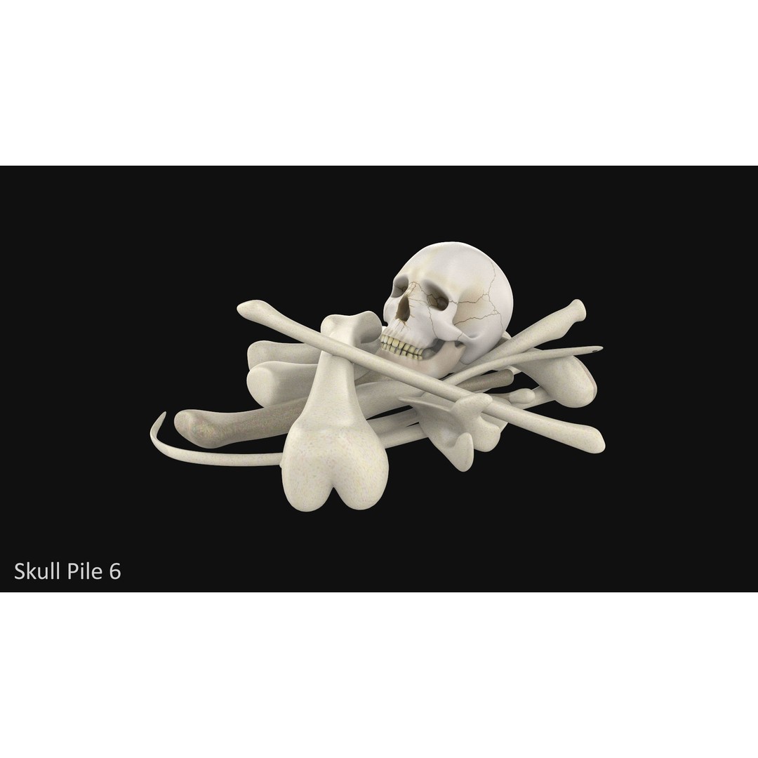 Skull Pile 3D Model – Low Poly Horror Asset Pack, OBJ, Game Ready - View 8