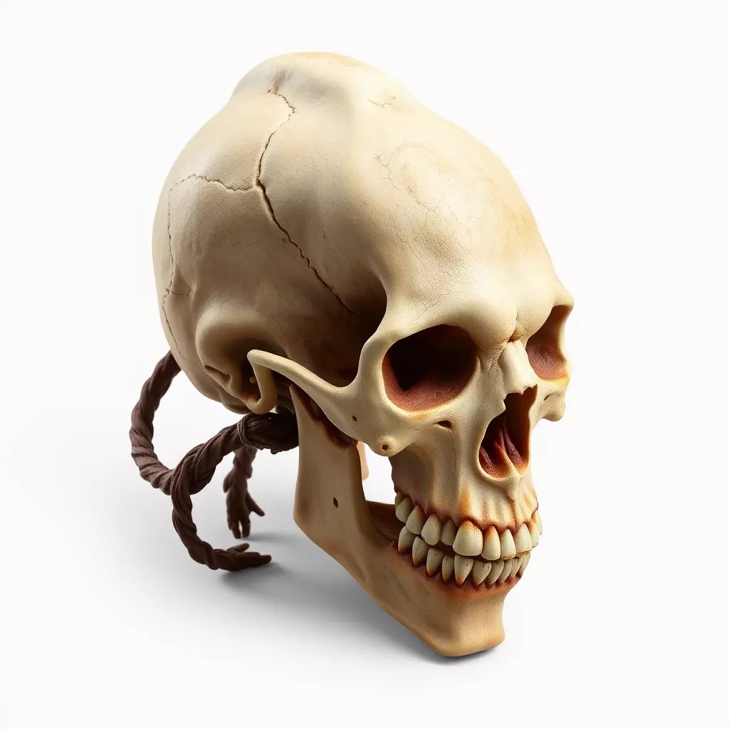 Stylized Elongated Skull 3D Model – Low Poly PBR Asset for Games - View 2