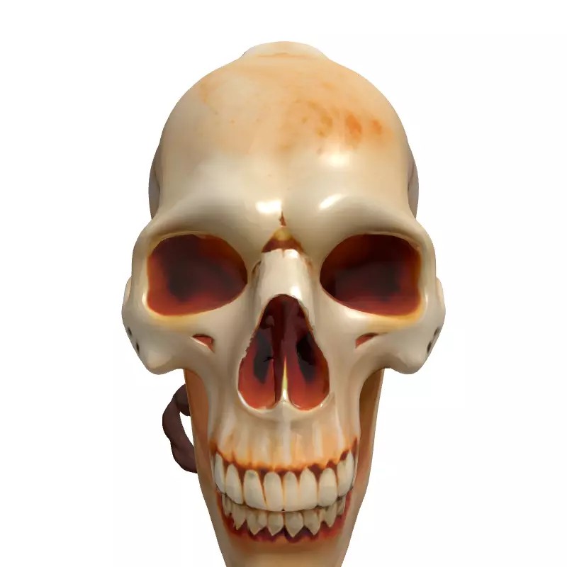 Stylized Elongated Skull 3D Model – Low Poly PBR Asset for Games - View 6