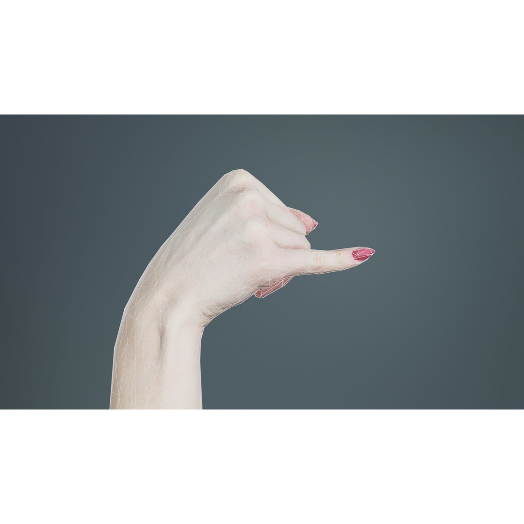 Woman Hand Sign Alphabet J 3D Model – Low Poly Game Asset, FBX - View 12