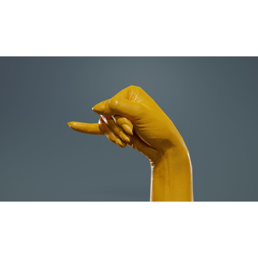 Woman Hand Sign Alphabet J 3D Model – Low Poly Game Asset, FBX - View 14