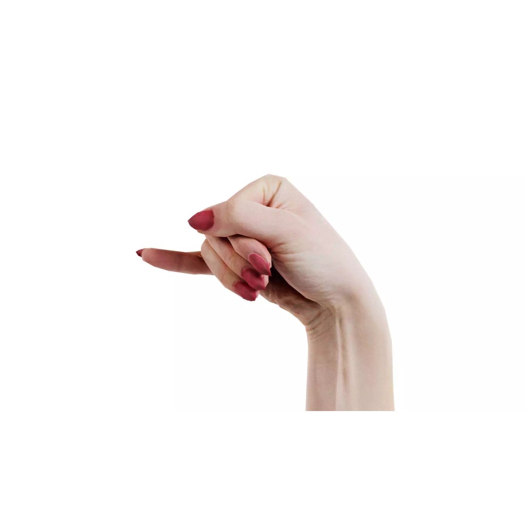 Woman Hand Sign Alphabet J 3D Model – Low Poly Game Asset, FBX - View 2