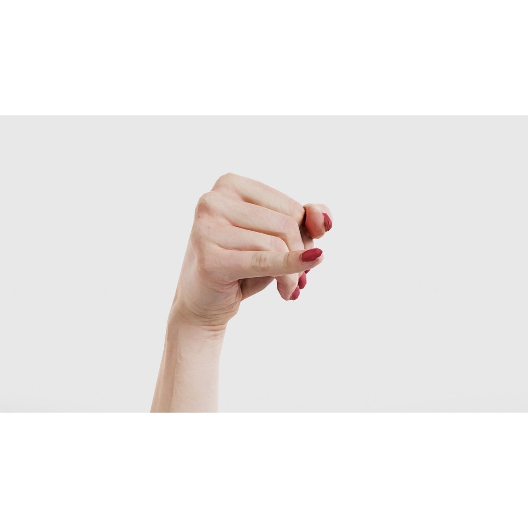 Woman Hand Sign Alphabet J 3D Model – Low Poly Game Asset, FBX - View 21