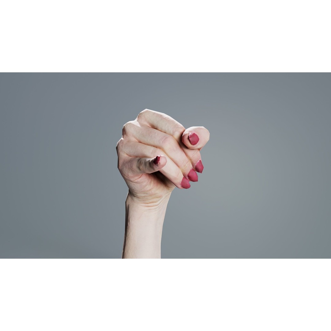 Woman Hand Sign Alphabet J 3D Model – Low Poly Game Asset, FBX - View 3