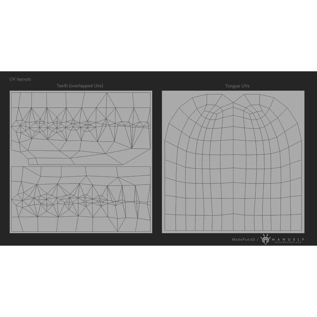 Low Poly Teeth Set 3D Model – Game Ready PBR Textured Asset