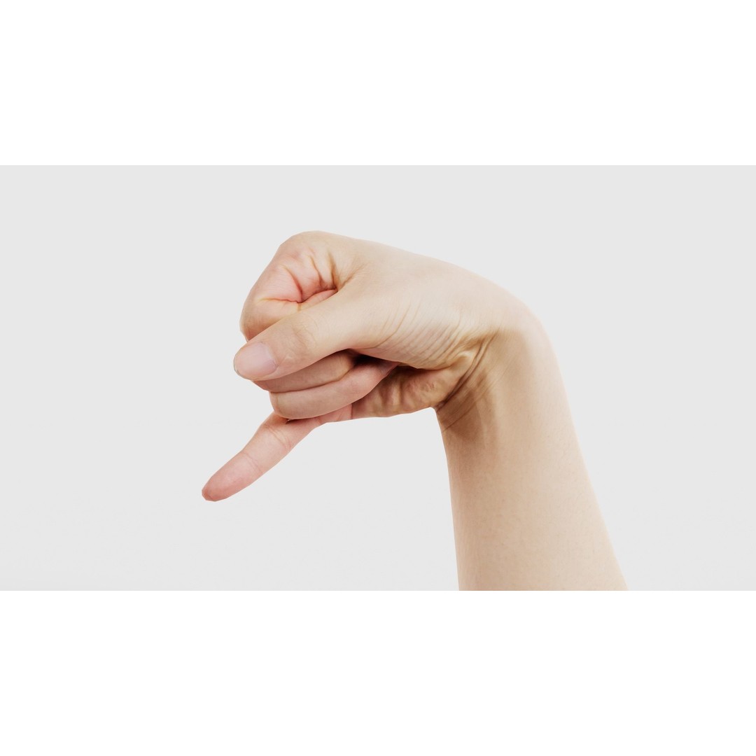 Finger Alphabet J 3D Model – Low Poly Hand Character, FBX, PBR