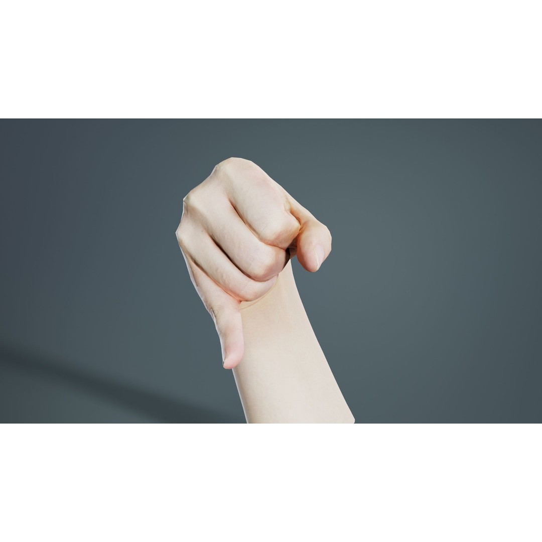 Finger Alphabet J 3D Model – Low Poly Hand Character, FBX, PBR - View 10