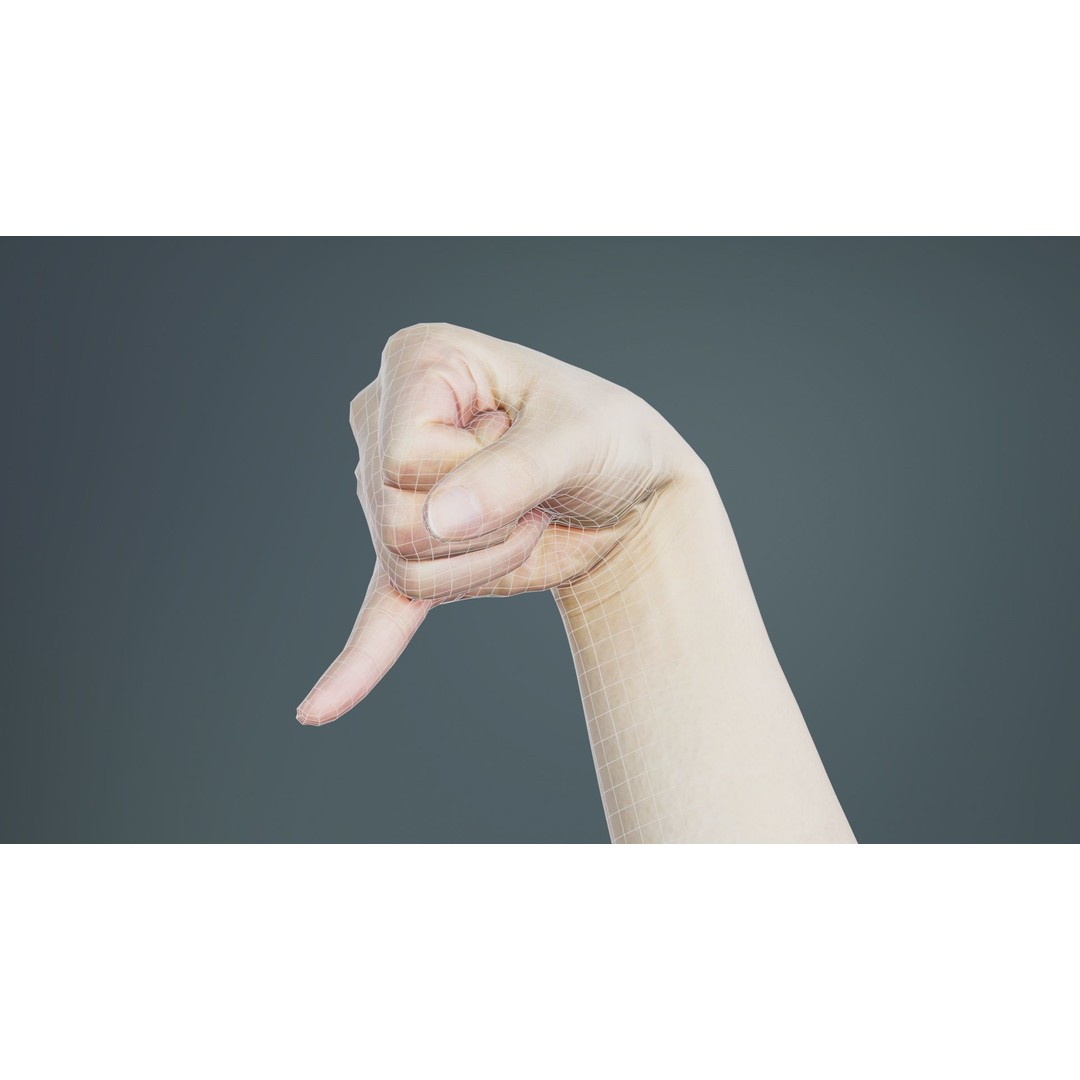 Finger Alphabet J 3D Model – Low Poly Hand Character, FBX, PBR - View 11