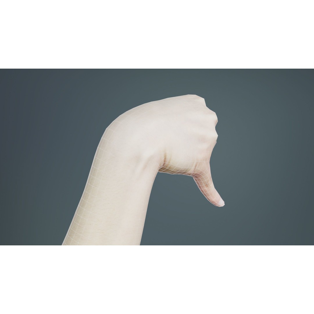 Finger Alphabet J 3D Model – Low Poly Hand Character, FBX, PBR - View 12
