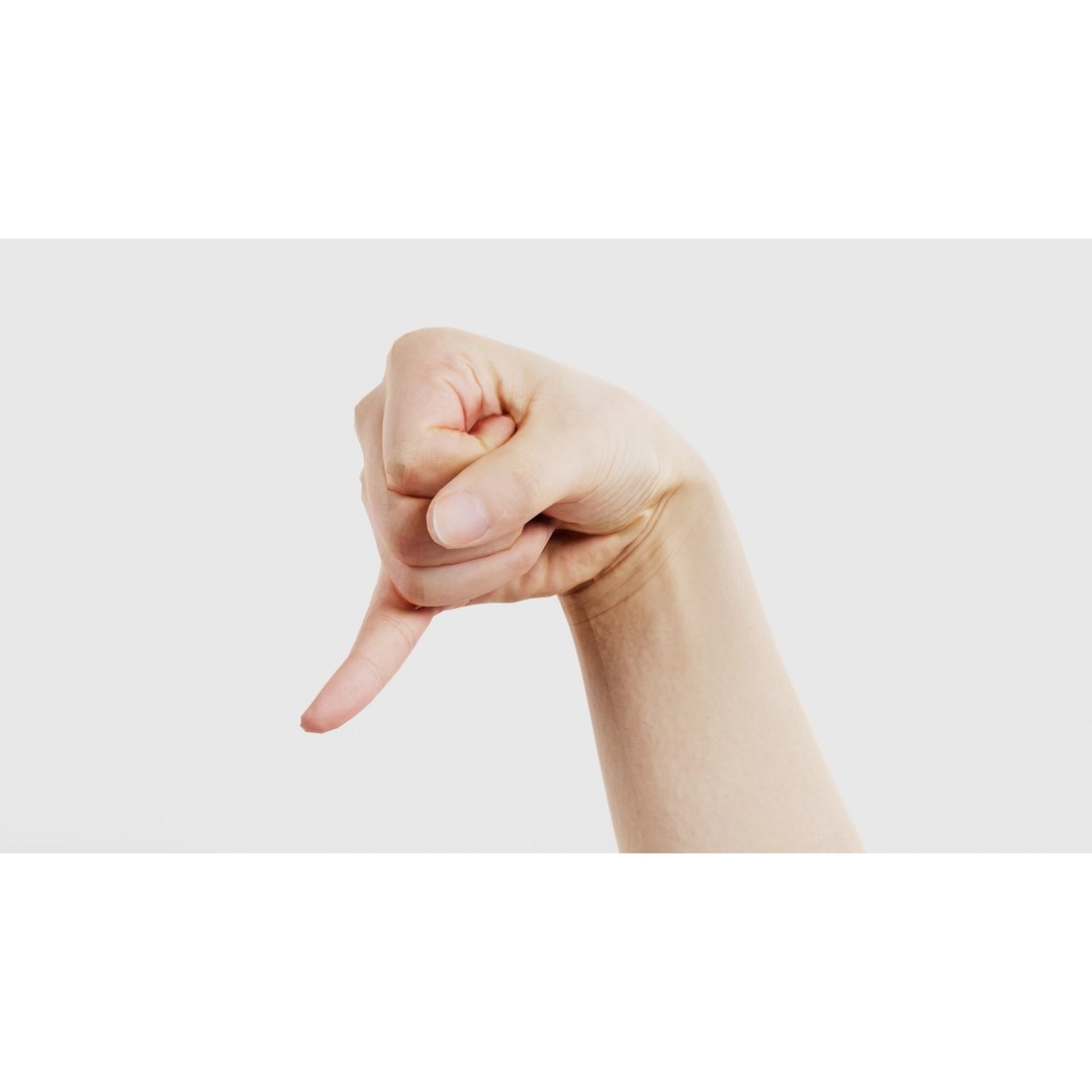 Finger Alphabet J 3D Model – Low Poly Hand Character, FBX, PBR - View 17