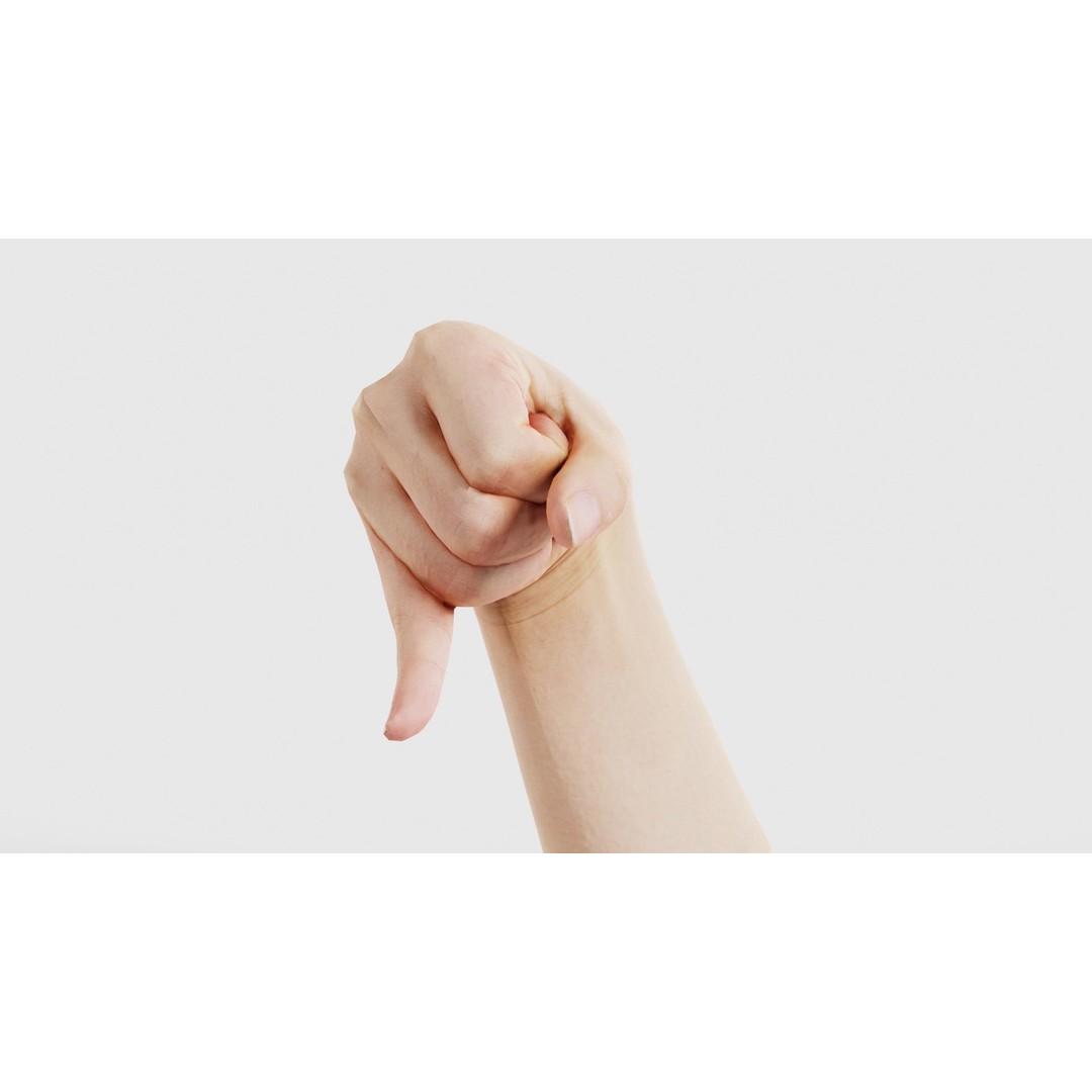 Finger Alphabet J 3D Model – Low Poly Hand Character, FBX, PBR - View 18