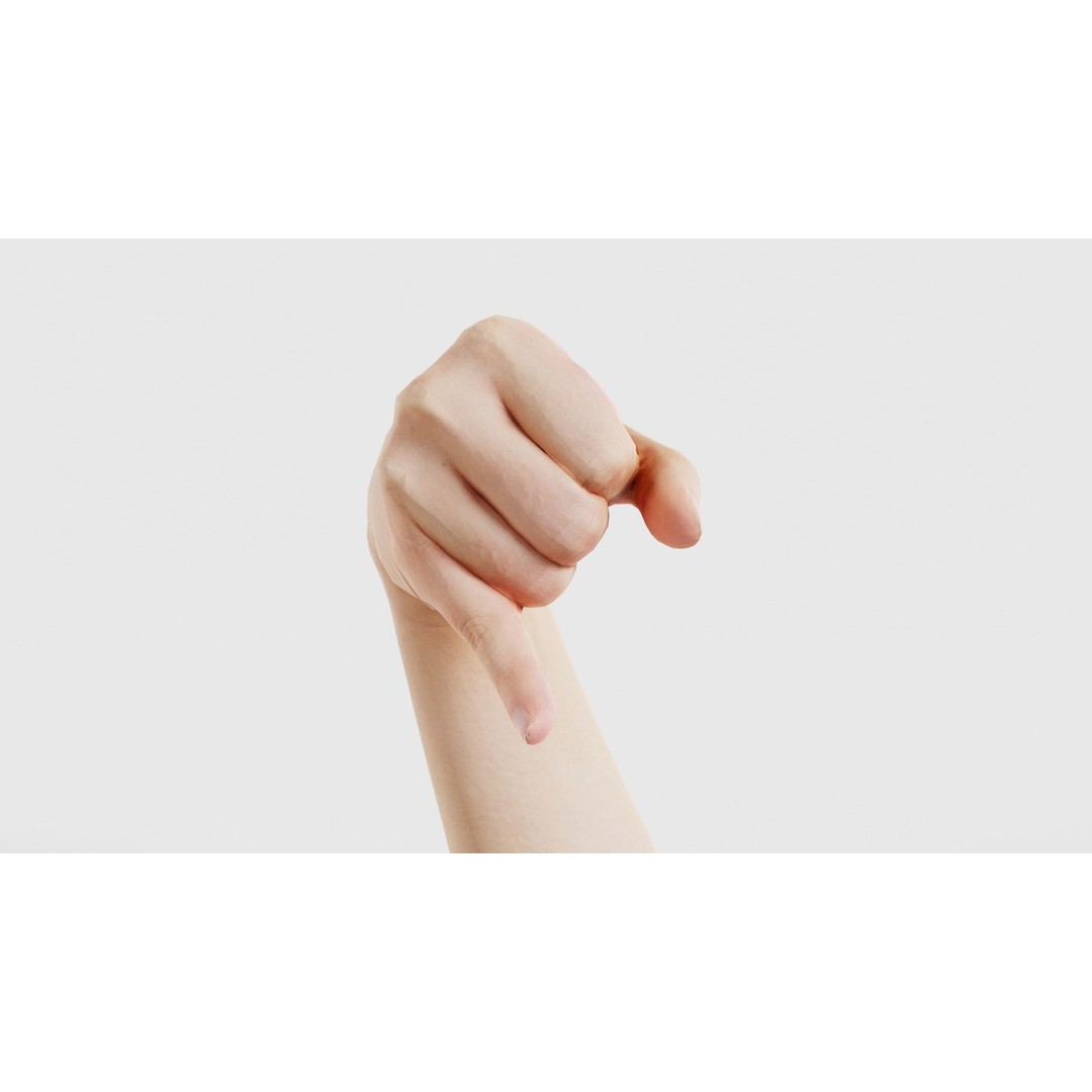 Finger Alphabet J 3D Model – Low Poly Hand Character, FBX, PBR - View 19