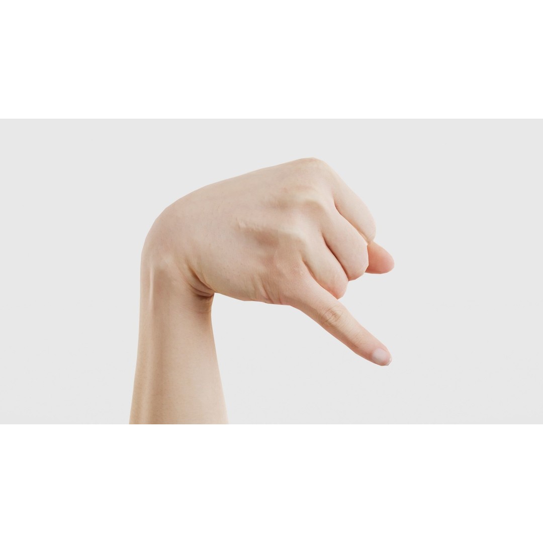 Finger Alphabet J 3D Model – Low Poly Hand Character, FBX, PBR - View 21