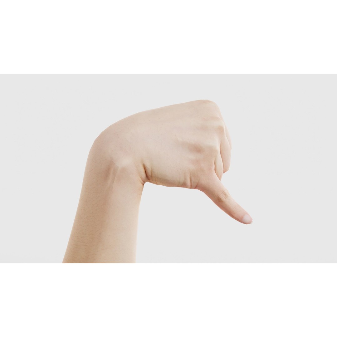 Finger Alphabet J 3D Model – Low Poly Hand Character, FBX, PBR - View 22