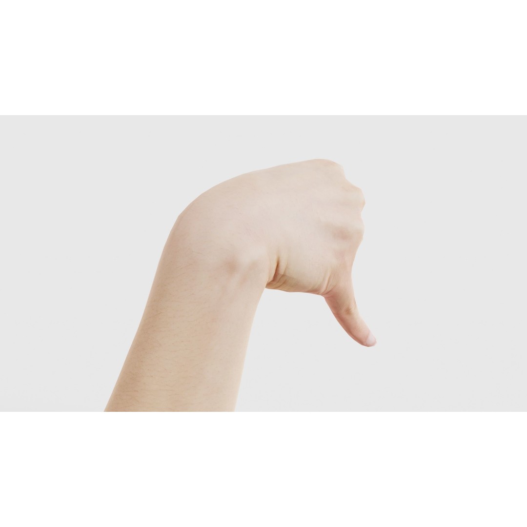 Finger Alphabet J 3D Model – Low Poly Hand Character, FBX, PBR - View 23