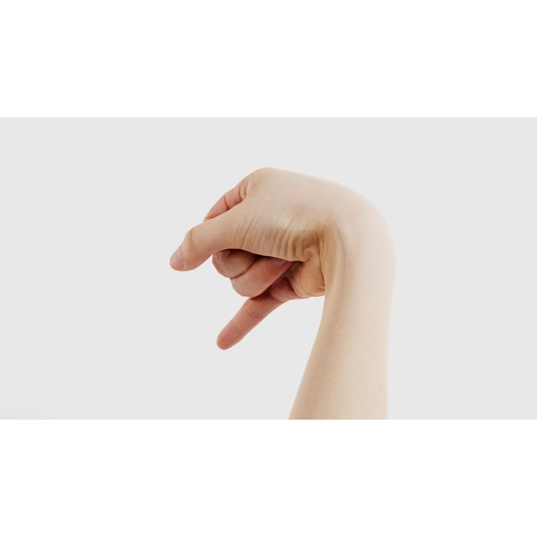 Finger Alphabet J 3D Model – Low Poly Hand Character, FBX, PBR - View 26