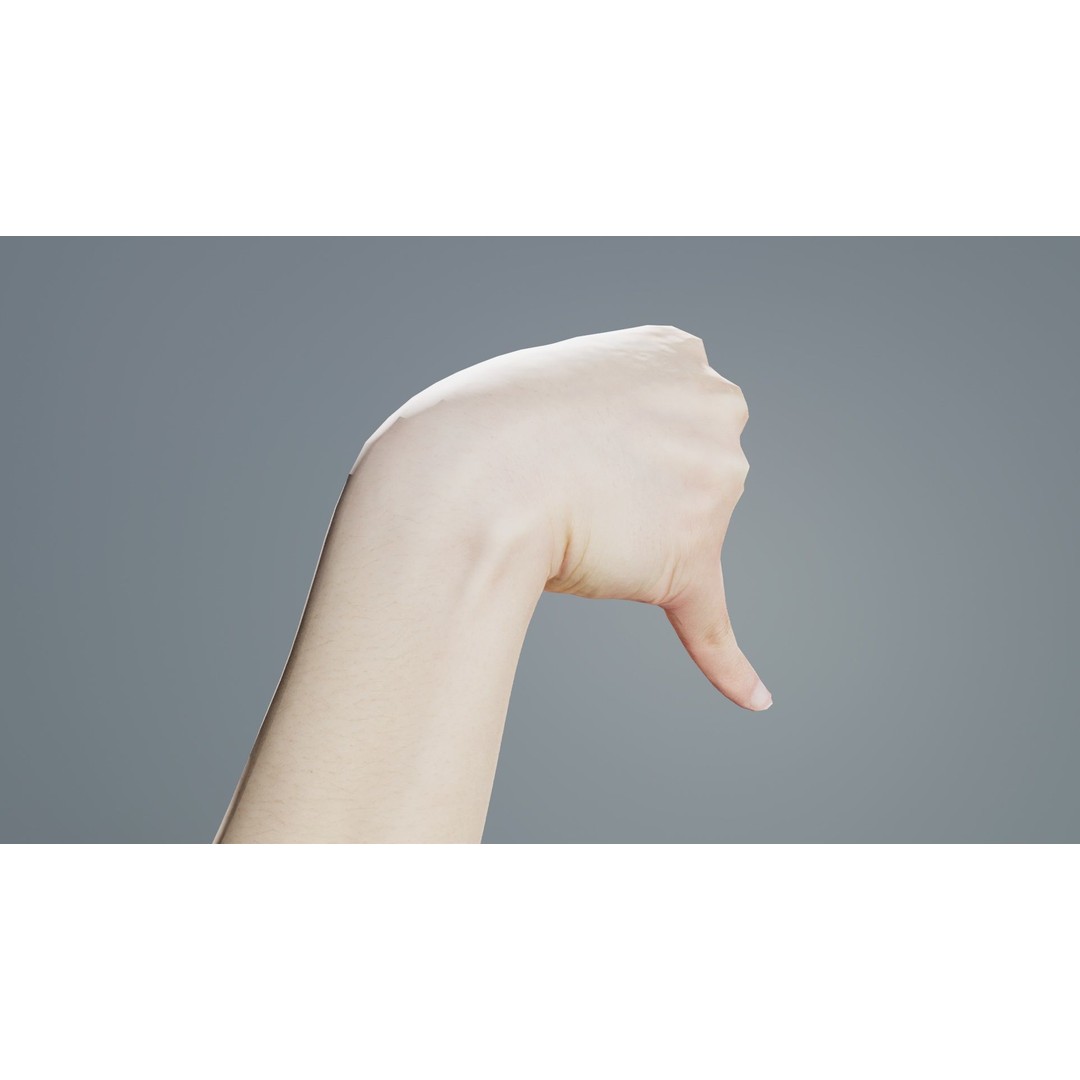 Finger Alphabet J 3D Model – Low Poly Hand Character, FBX, PBR - View 3