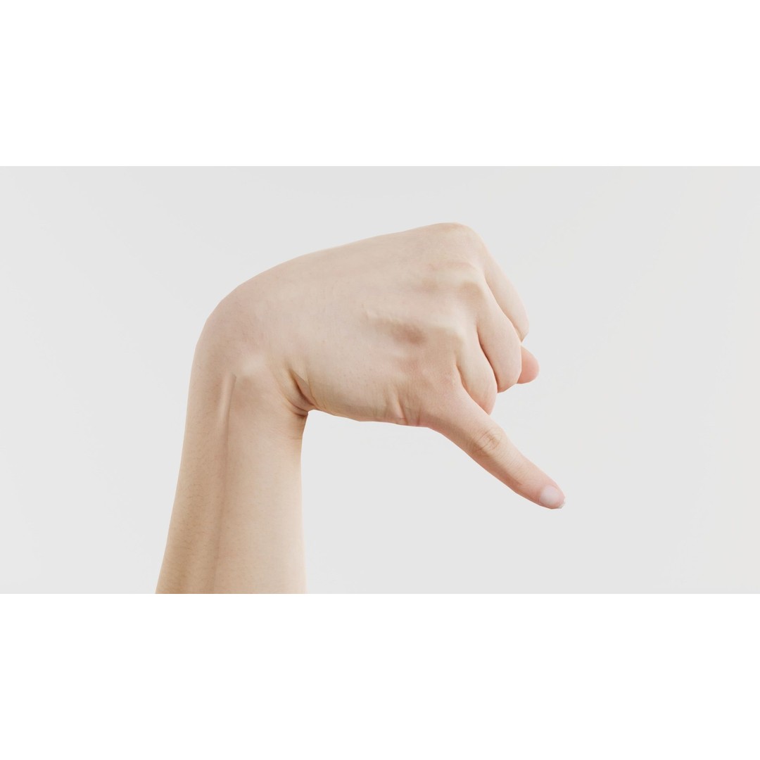 Finger Alphabet J 3D Model – Low Poly Hand Character, FBX, PBR - View 4