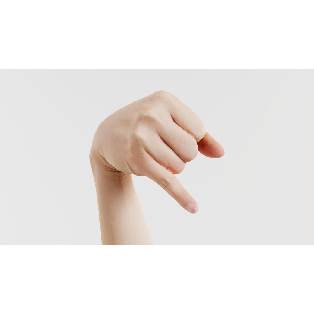 Finger Alphabet J 3D Model – Low Poly Hand Character, FBX, PBR - View 5