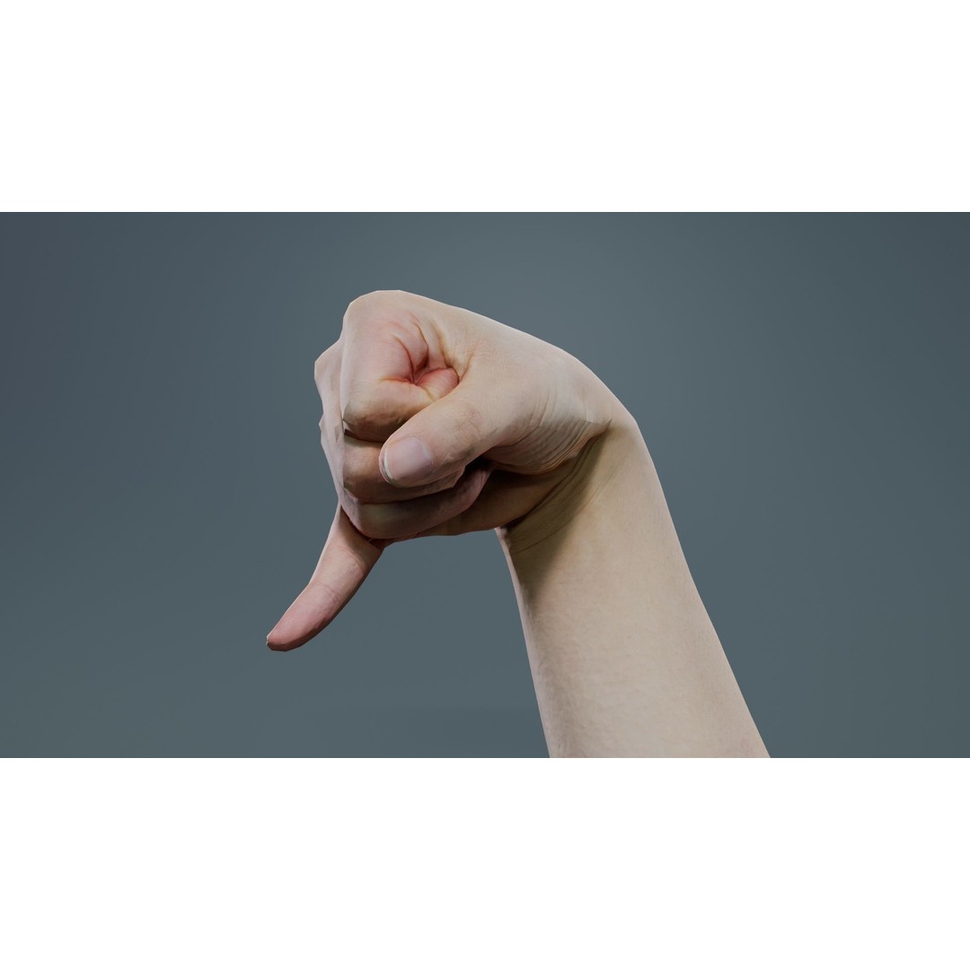 Finger Alphabet J 3D Model – Low Poly Hand Character, FBX, PBR - View 6