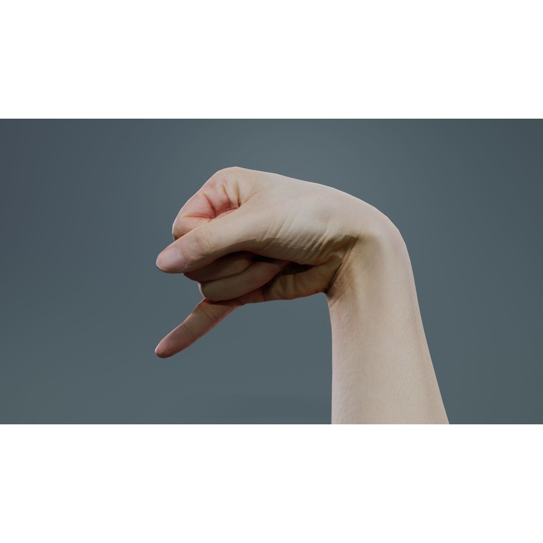 Finger Alphabet J 3D Model – Low Poly Hand Character, FBX, PBR - View 8