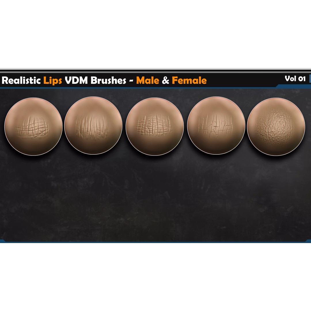 Realistic Lip Brushes 3D Model – Male-Female Collection, ZBrush & Blender