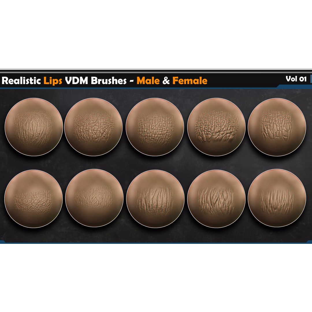 Realistic Lip Brushes 3D Model – Male-Female Collection, ZBrush & Blender - View 5