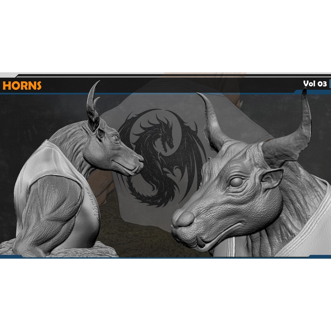 Horns 3D Model – Creature Detail Set with PBR Textures, FBX - View 5