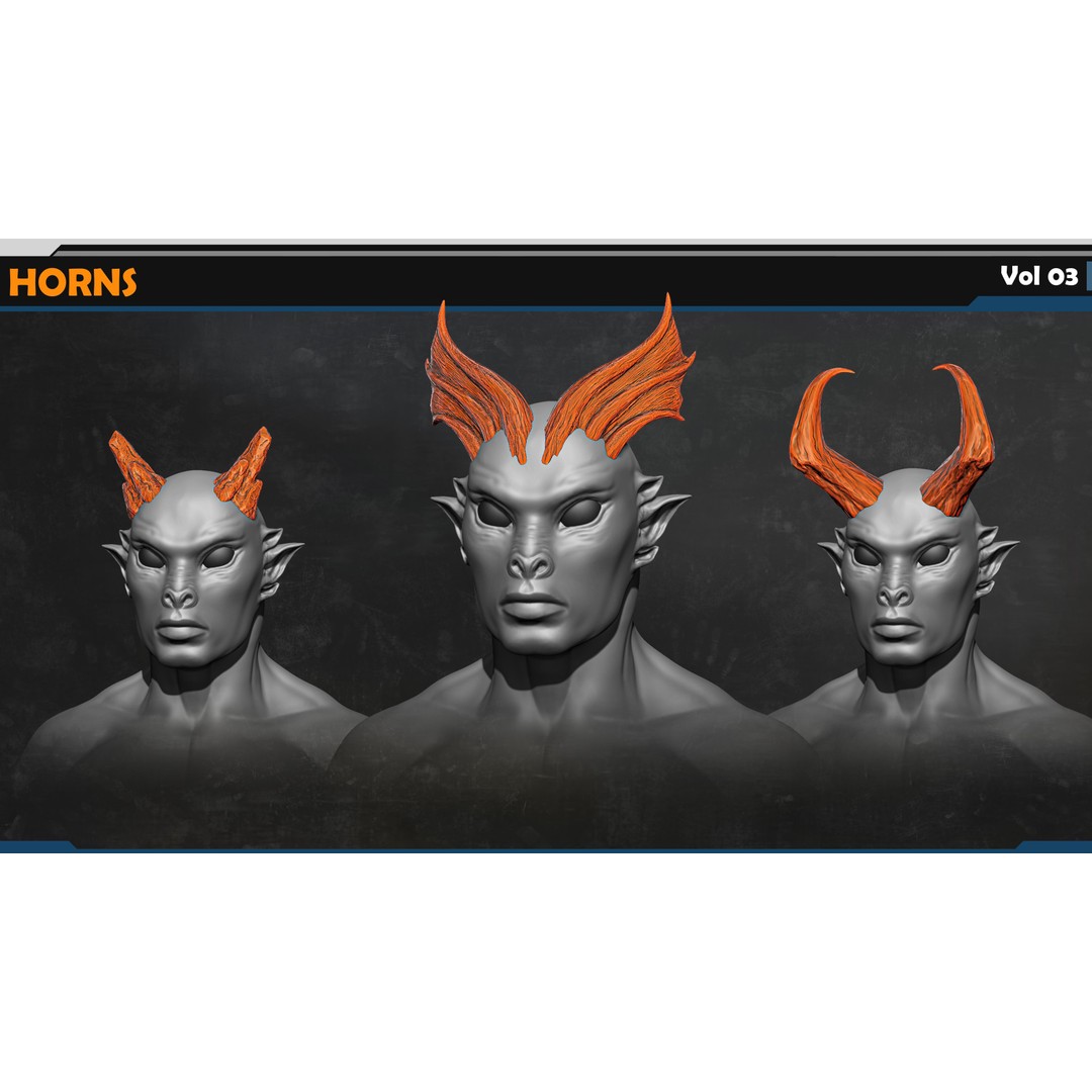 Horns 3D Model – Creature Detail Set with PBR Textures, FBX - View 8