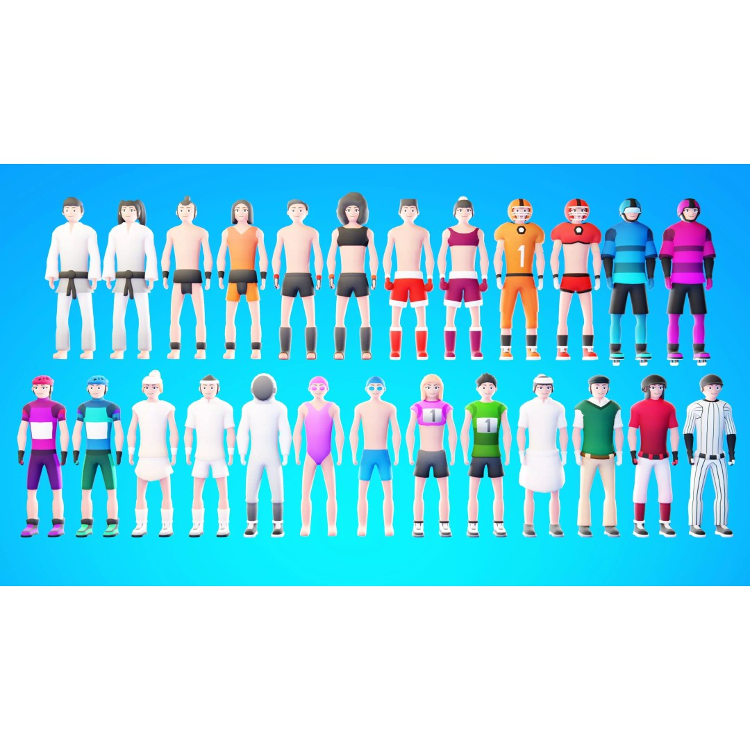 Casual Character Pack 3D Model – Low Poly Rigged NPCs, FBX - View 3