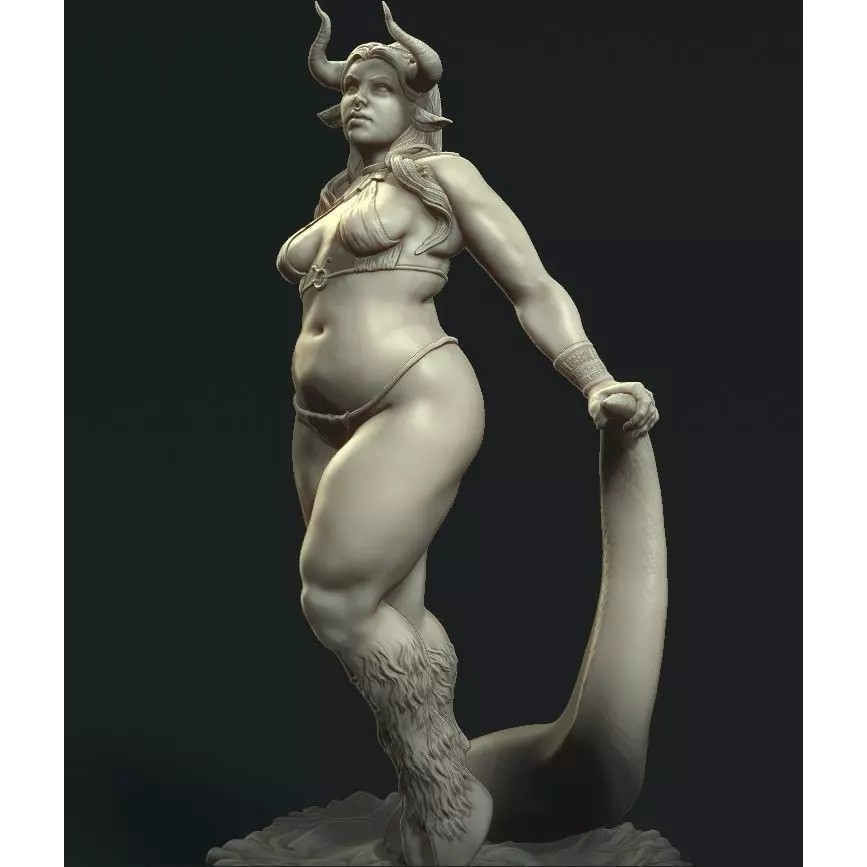Taurus Goddess 3D Model – Curvilinear Character Art, Game Ready - View 2