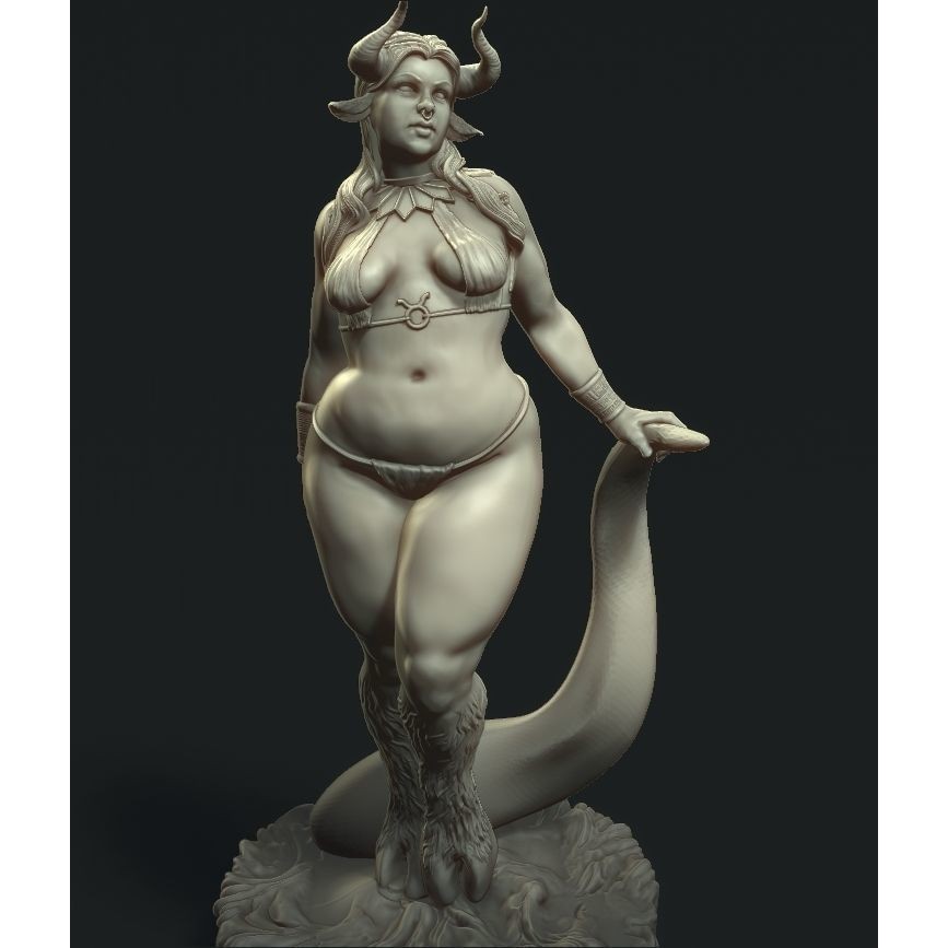 Taurus Goddess 3D Model – Curvilinear Character Art, Game Ready - View 3