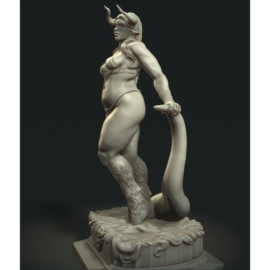 Taurus Goddess 3D Model – Curvilinear Character Art, Game Ready - View 4